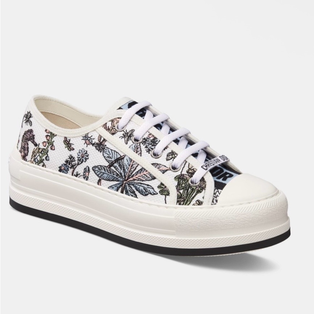 Dior WALK'N'DIOR PLATFORM SNEAKER White Multicolor Embroidered Cotton
